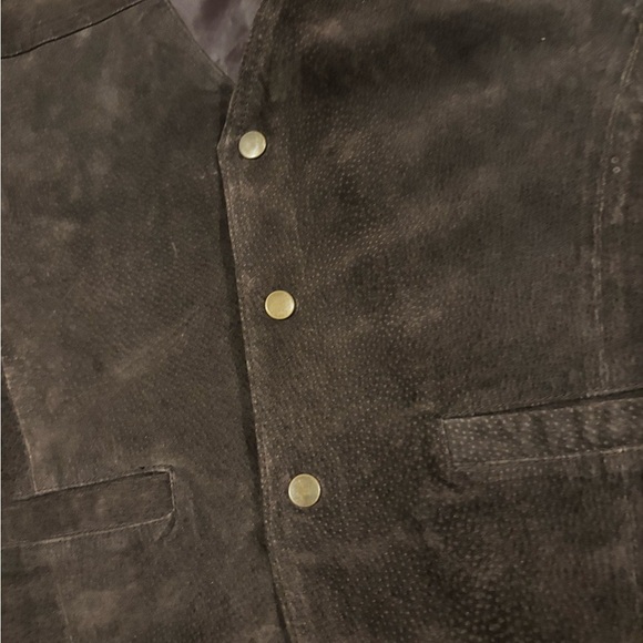 Basic edition western dark brown leather vest M - Picture 3 of 6